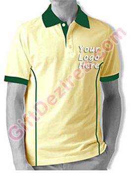 Designer Ivory and Green Color T Shirts With Logo